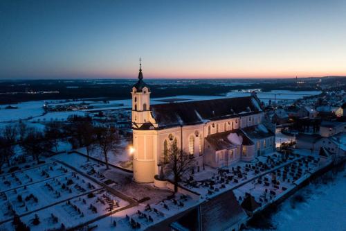 Klosterkirche Elchingen, Landkreis Neu-Ulm, Drohne, Winter, Panorama, Luftaufnahme, Tourismus, Marketing