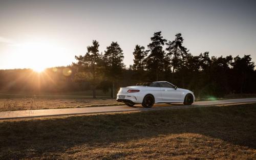 Mercedes-AMG C63 Cabrio Fotoshooting Natur V8 weiss Ulm Schwäbische Alb Autofotograf Sonnenuntergang Landschaft Hausen Schelklingen